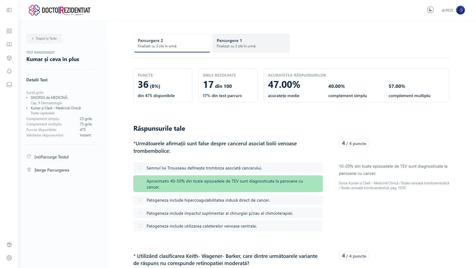 Grile Rezidențiat online - Statistici capitol